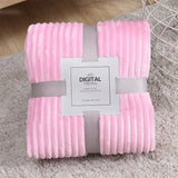 Thickened Striped Faux Rabbit Fur Blanket, Milk Velvet Flannel Throw, Ultra Soft Warm for Couch Bed Sofa All Seasons