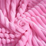 Thickened Striped Faux Rabbit Fur Blanket, Milk Velvet Flannel Throw, Ultra Soft Warm for Couch Bed Sofa All Seasons