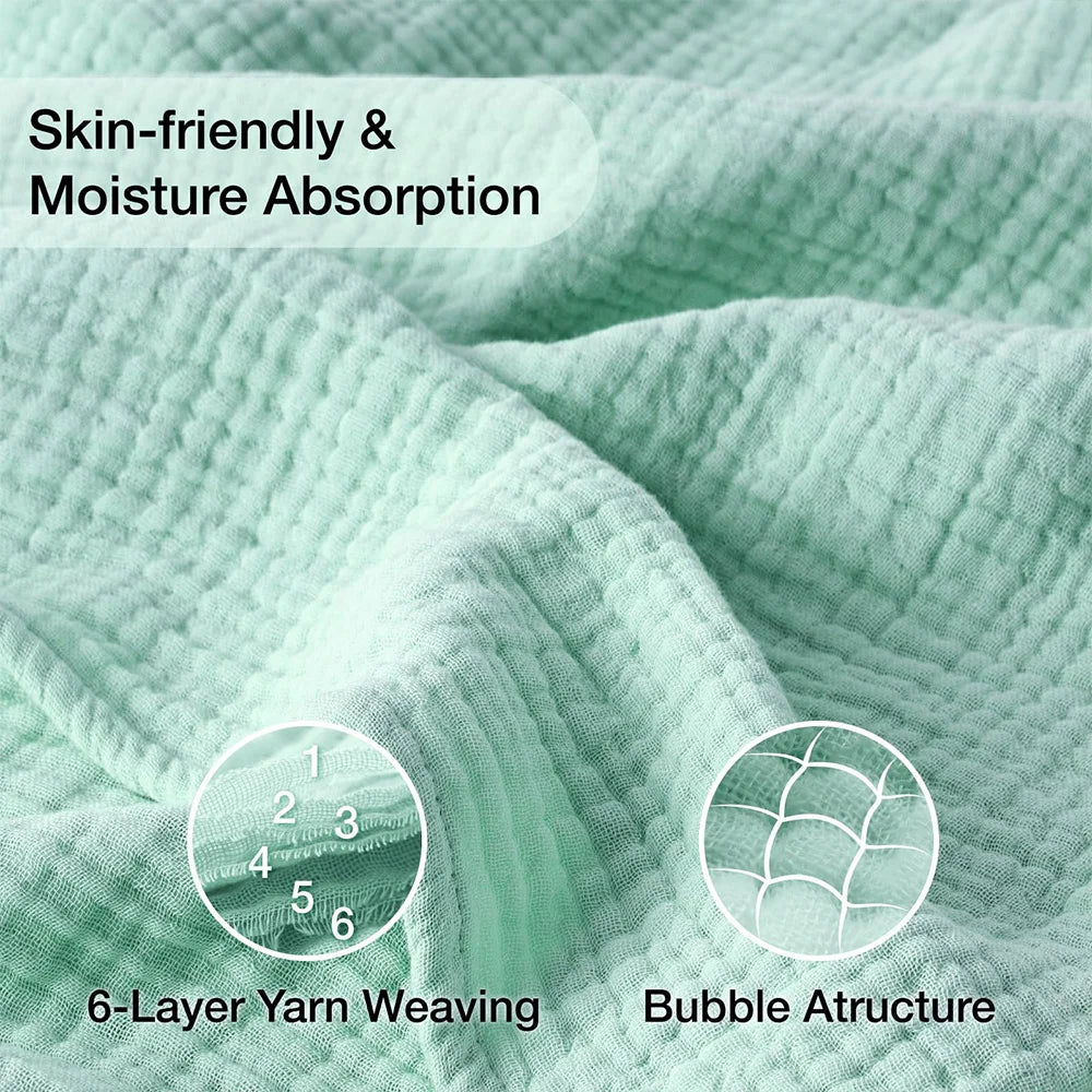 6 Layers Cotton Muslin Blankets Lightweight Cotton Throw Cooling Soft Throw Blanket for Year-Round Comfort Breathable Bedspread