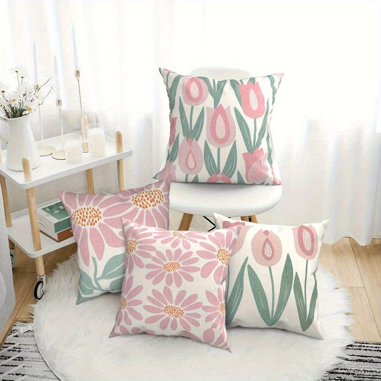 Home Decor Floral Pattern Throw Pillow Covers for Home Pattern Cushion Cover Suitable for Sofa Bedroom Car Pillow Cover