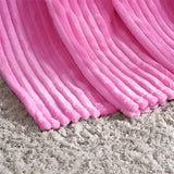 Thickened Striped Faux Rabbit Fur Blanket, Milk Velvet Flannel Throw, Ultra Soft Warm for Couch Bed Sofa All Seasons