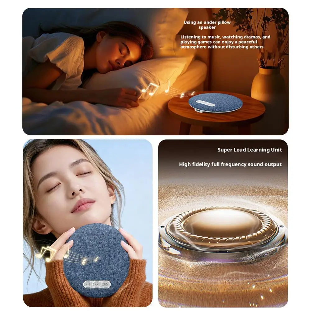 Bedroom Pillow Speaker Bluetooth 5.4 under Pillow Sound Machine with White Noise 30 60 90 Min Timers Hifi Stereo Sound