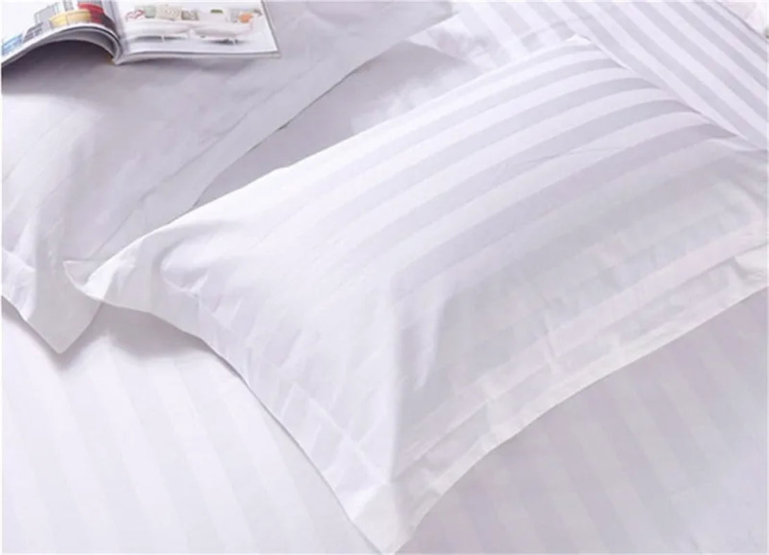 1Pc 100% Cotton Pillow Case Classice White Stripe Pillow Cover Home Bedroom Hotel Bedding Pillowcase Pillow Sham