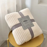 Thickened Striped Faux Rabbit Fur Blanket, Milk Velvet Flannel Throw, Ultra Soft Warm for Couch Bed Sofa All Seasons