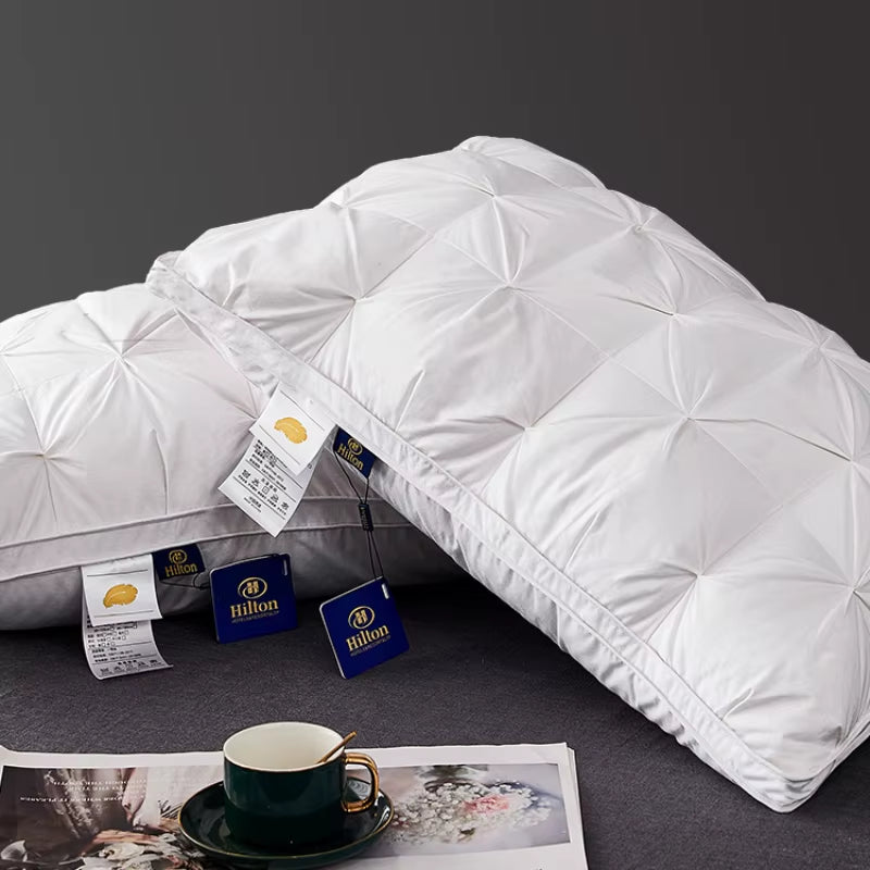 95% Goose down Pillow White Cotton Pillowcover Rectangle Bedroom Sleep 5-Star Hotel Pillow Low-Mid-High Pillows for Sleeping