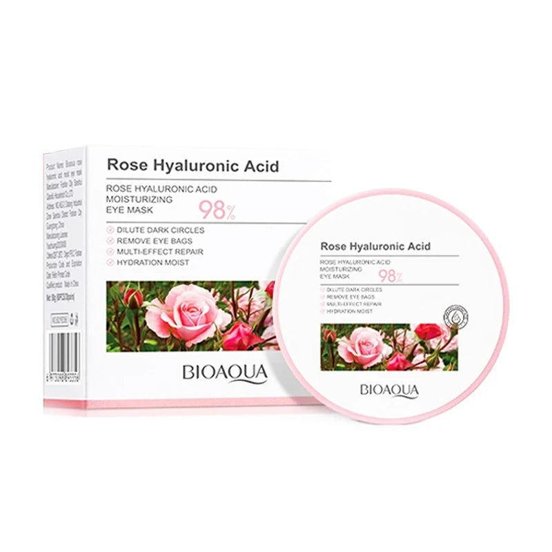 60Pcs  Rose Hyaluronic Acid Eye Mask anti Dark Circles Eye Bags Moisturizing Anti-Aging Eye Patches Skin Care Products