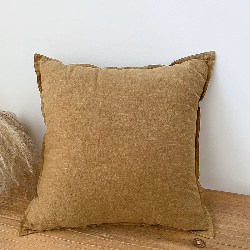 Solid Color Pillow Cover Cotton Linen Sofa Waist Pillowcase Living Room Bed Chair Home Decor without Core Cushion Cover Washable