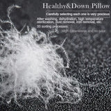 95% Goose down Pillow White Cotton Pillowcover Rectangle Bedroom Sleep 5-Star Hotel Pillow Low-Mid-High Pillows for Sleeping