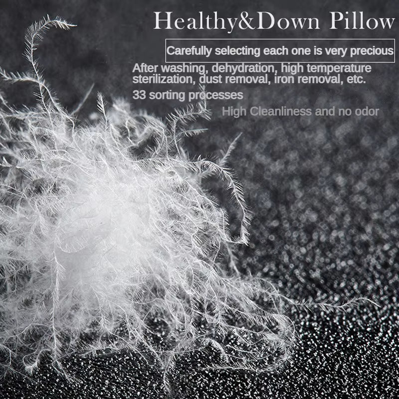 95% Goose down Pillow White Cotton Pillowcover Rectangle Bedroom Sleep 5-Star Hotel Pillow Low-Mid-High Pillows for Sleeping