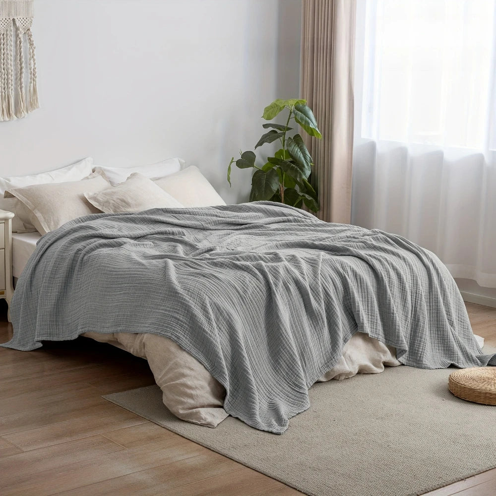 6 Layers Cotton Muslin Blankets Lightweight Cotton Throw Cooling Soft Throw Blanket for Year-Round Comfort Breathable Bedspread