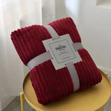 Thickened Striped Faux Rabbit Fur Blanket, Milk Velvet Flannel Throw, Ultra Soft Warm for Couch Bed Sofa All Seasons
